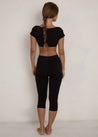 Yoga Pants - Scoop T-shirt Crop Top - Black