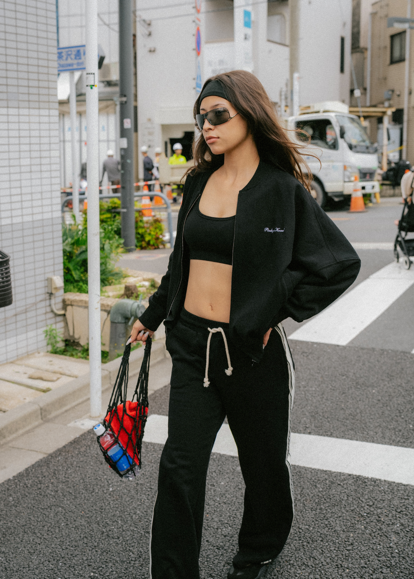 Side Stripe Trackpant - Black