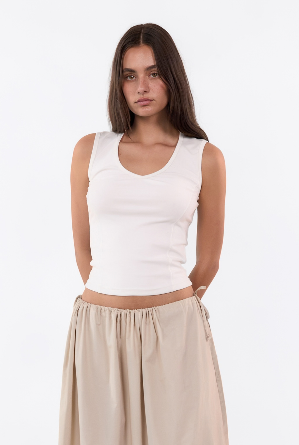 V Neck Tank - White