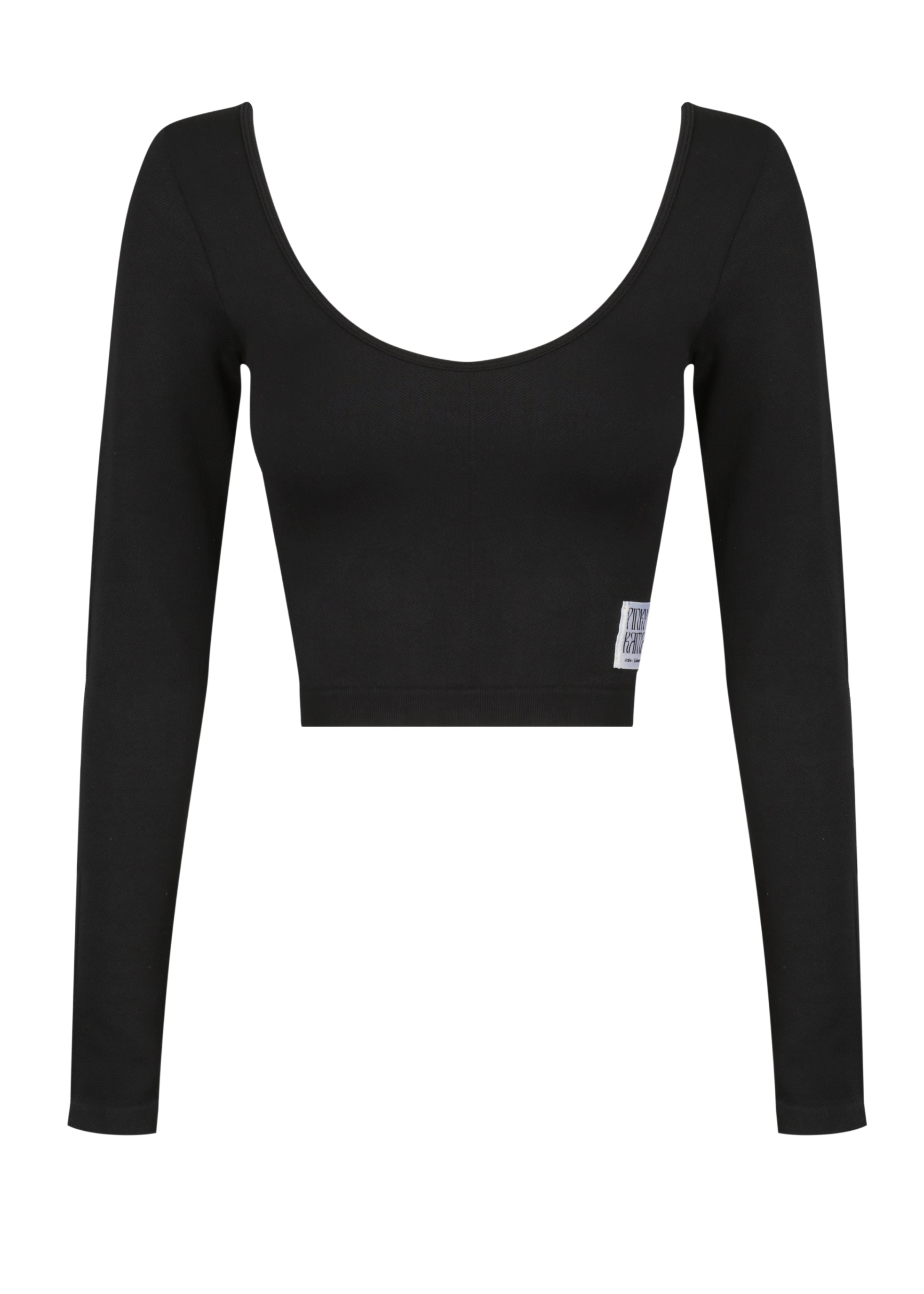 Active Top - Long Sleeve Scoop Neck Top - Black