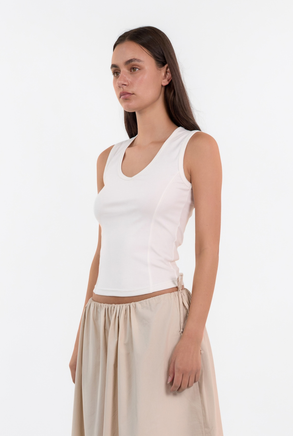 V Neck Tank - White