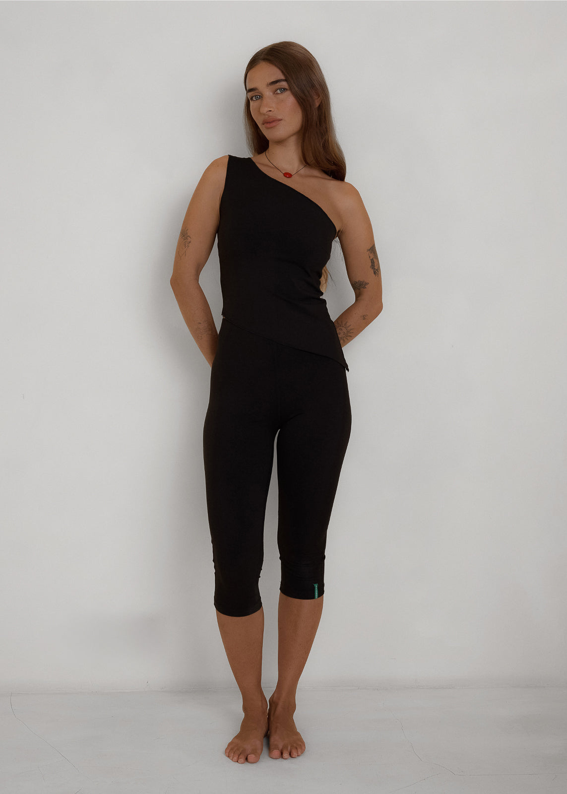 One Shoulder Asym Hem Tank - Black - Organic Cotton/Bamboo