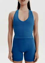 Seamless Tops - V-Neck Cropped Tank - Sapphire