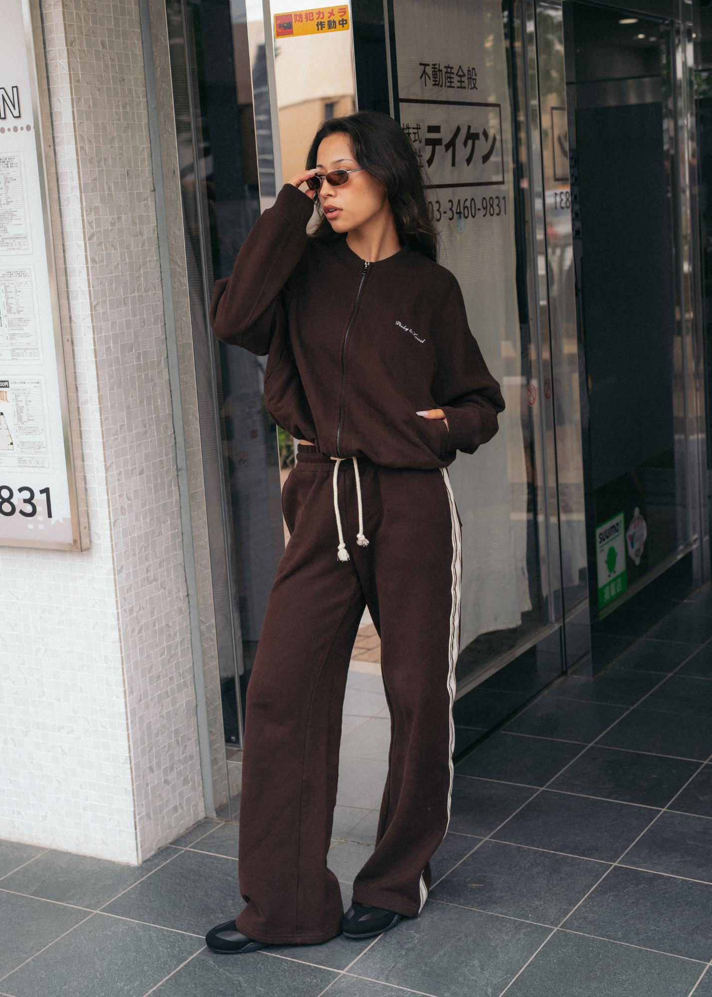 Side Stripe Trackpant - Chocolate Brown