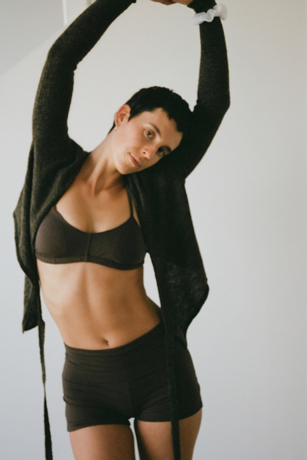 The Fold Over Mini Short - Dark Brown - Organic Cotton/Bamboo