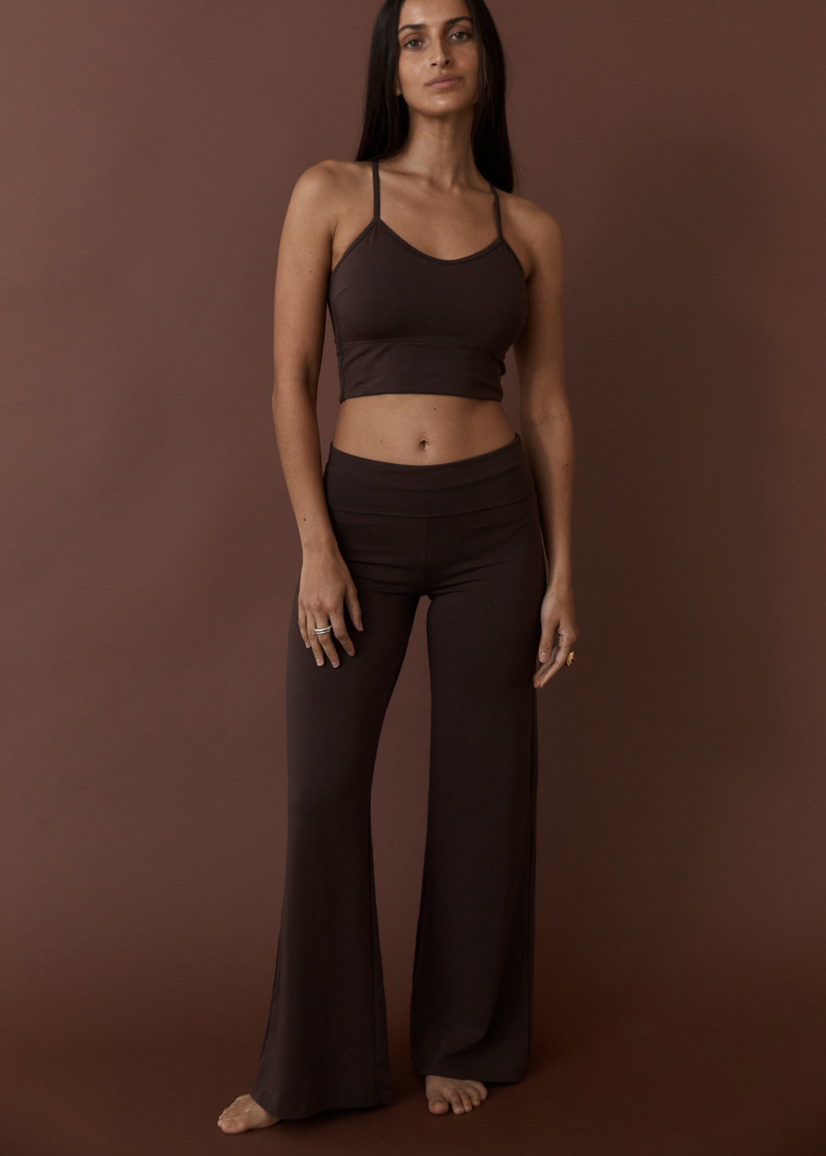 Yoga Pants - Full Length Yin Flare - Dark Brown