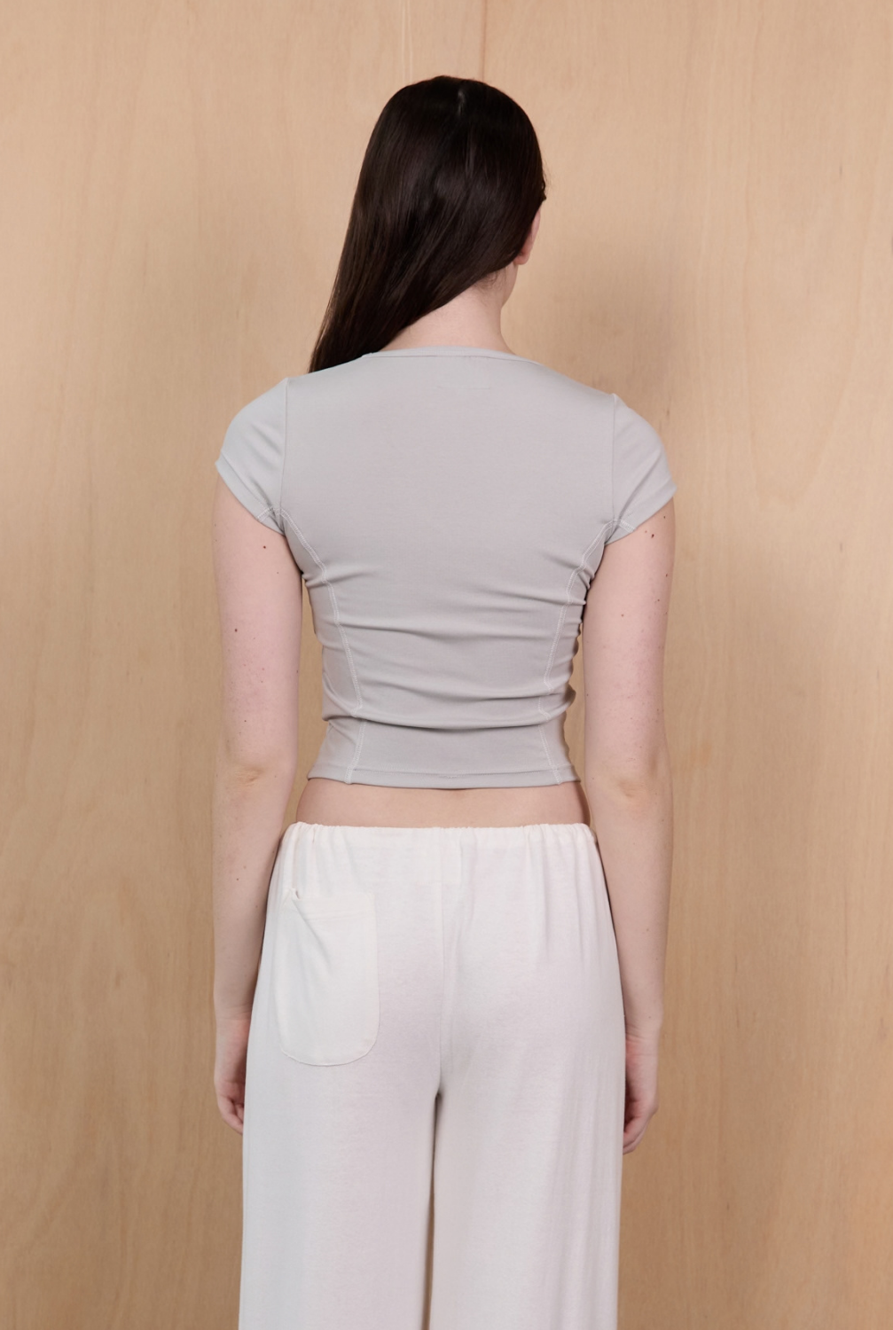 V Neck Tee - Pale Grey