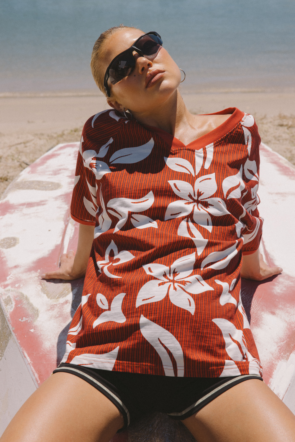 Hawaii Print Jersey - Red Stripe