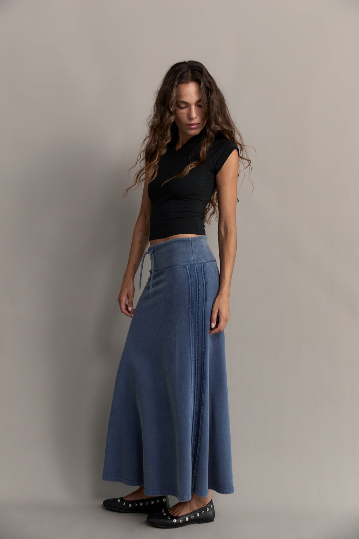 Track Skirt - Sky Acid Wash