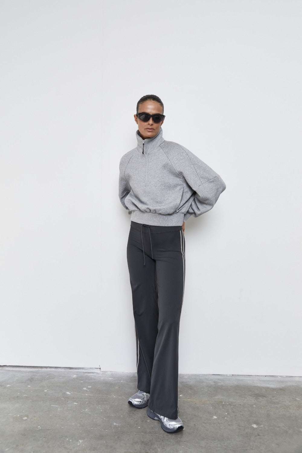 Straight Leg Tie Up Pant - Grey Stripe