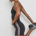 Sprint Short 4" - Grey with Pink Stripe