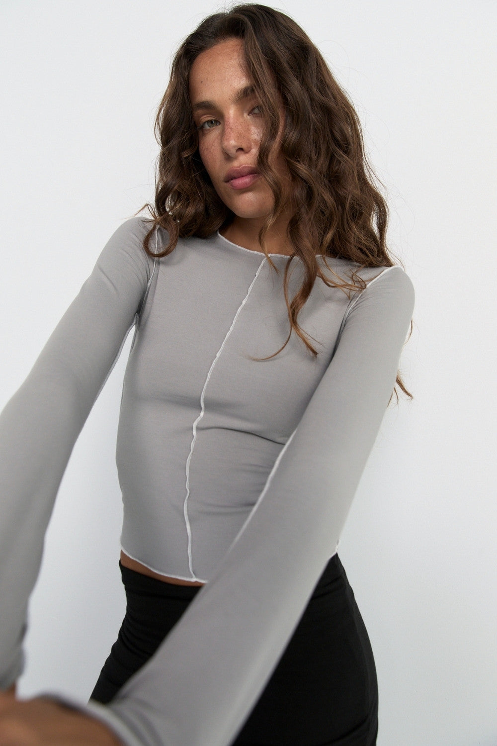 Inside Out Top - Pebble Grey