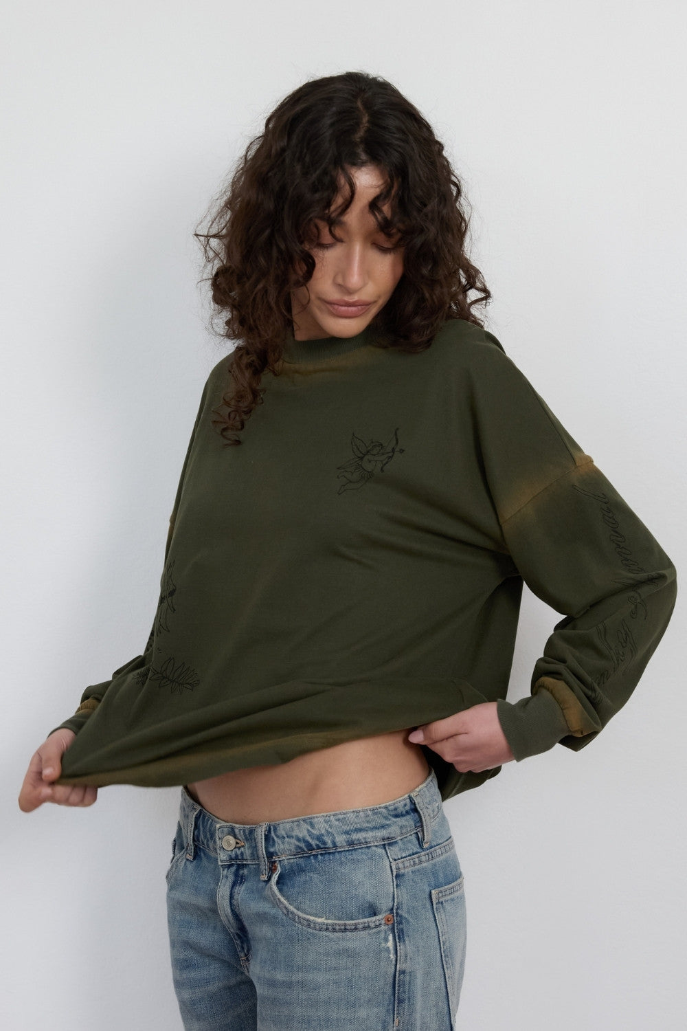 Cupid Long Sleeve Top - Khaki
