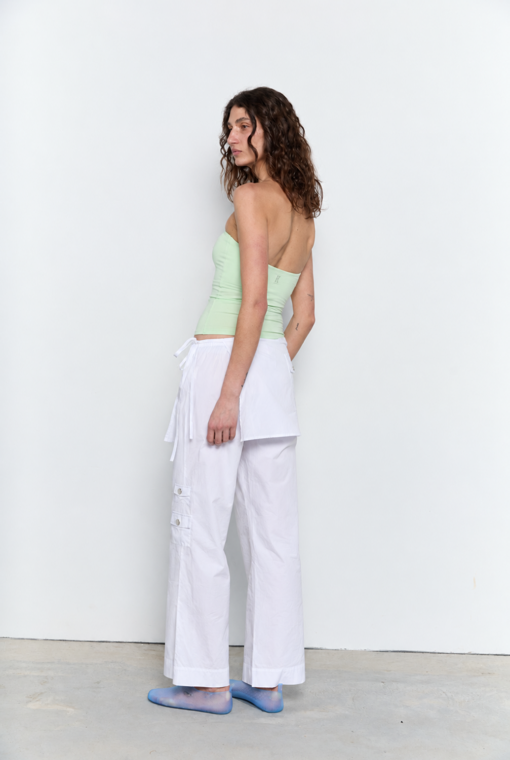 Wide Leg Pant With Skirt - White
