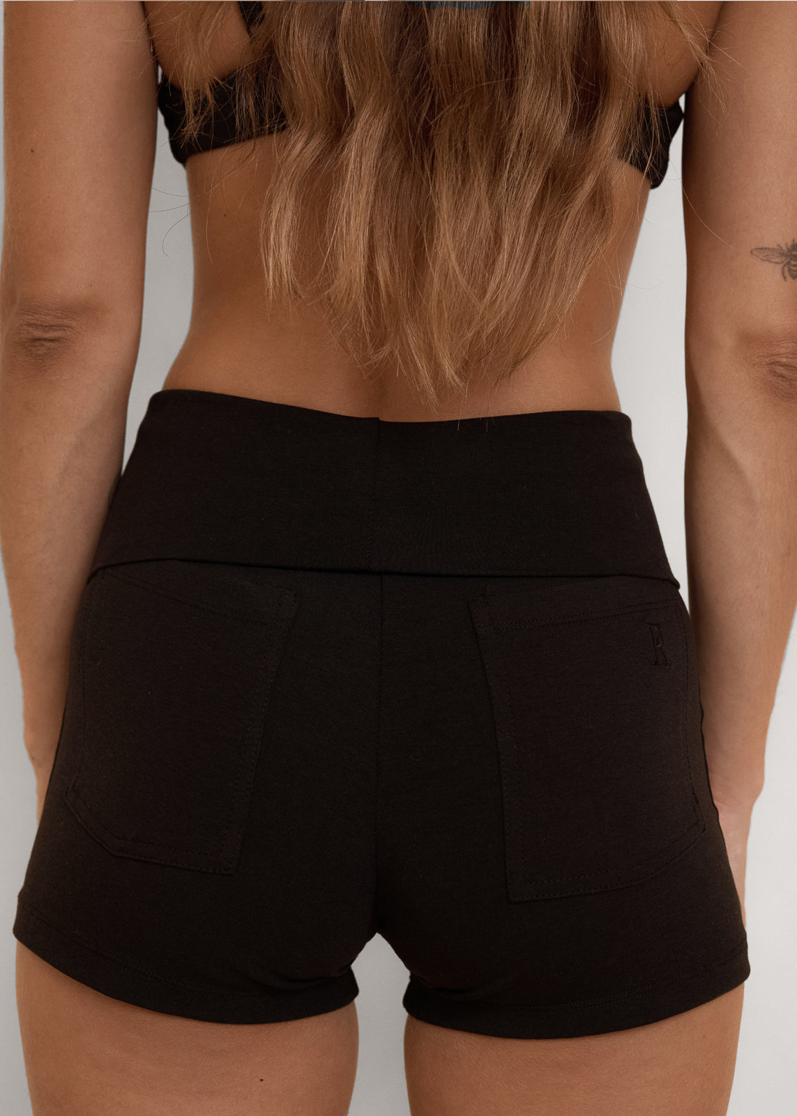 The Fold Over Mini Short - Black - Organic Cotton/Bamboo