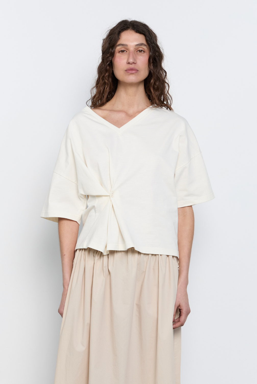 Button Wrap T Shirt - White