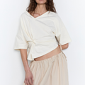 Button Wrap T Shirt - White