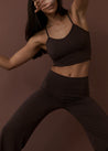 Yoga Tops - Flow Crop - Dark Brown