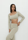 Yoga Tops - Long Sleeve Crop - Light Grey