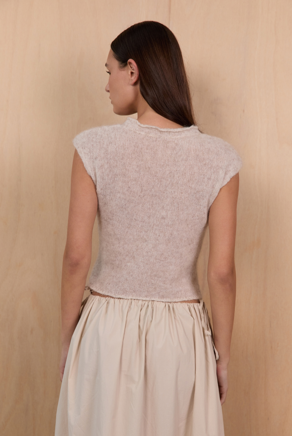 Tie Knit Tee - Beige Marle