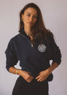 Crew Neck Sweaters - Move Your Body 1/4 Zip Sweatshirt - Navy