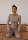 Lounge Top - Inside Out Long Sleeve Top - Taupe