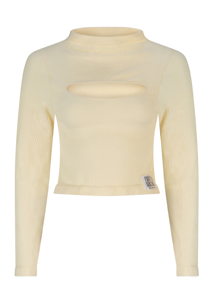 
                  
                    Load image into Gallery viewer, Active Tops - Long Sleeve Cut Out Top - Cream Rib
                  
                