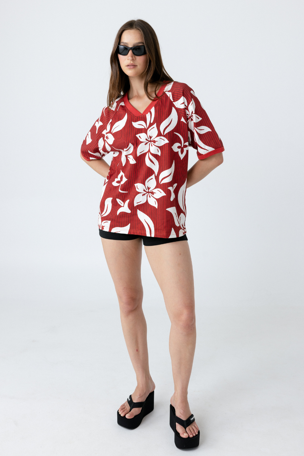 Hawaii Print Jersey - Red Stripe