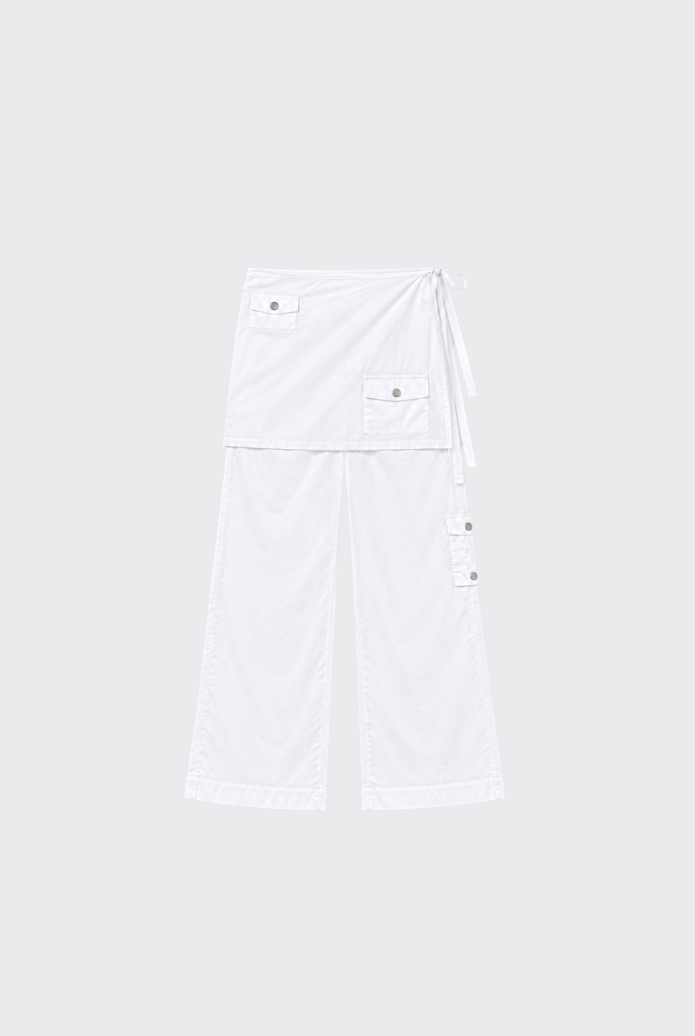 Wide Leg Pant With Skirt - White