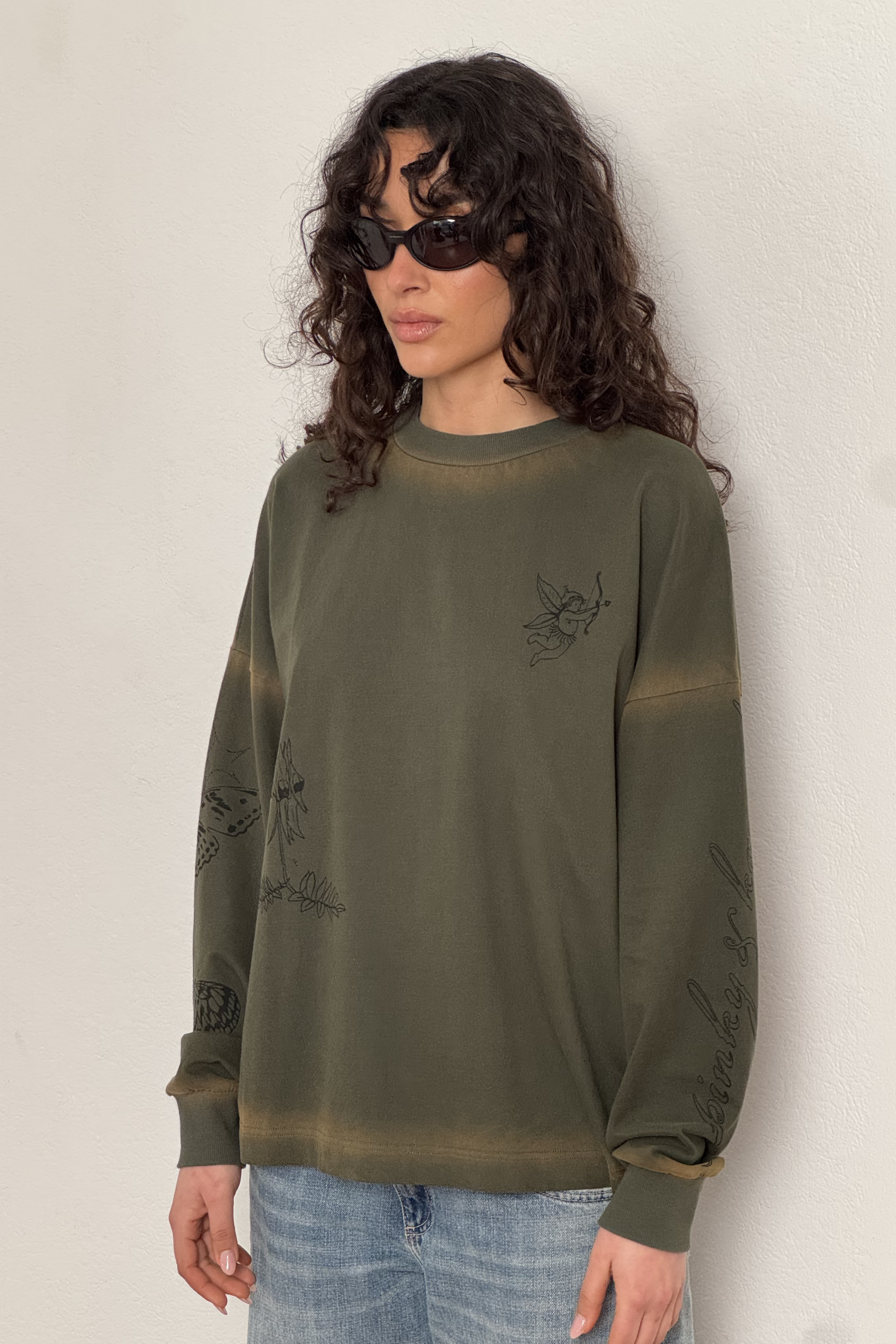Cupid Long Sleeve Top - Khaki