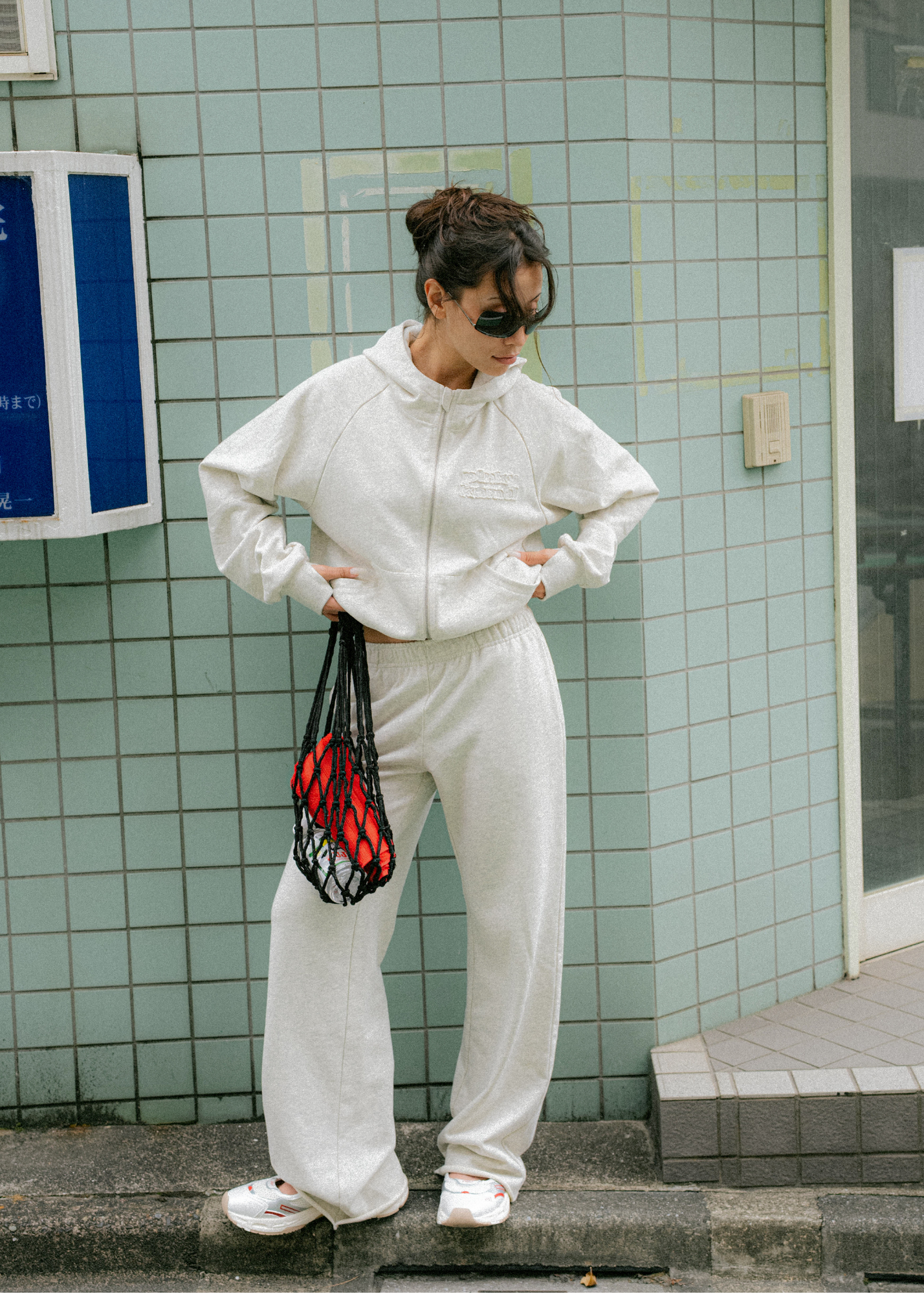Raw Hem Trackpant - Grey Marle
