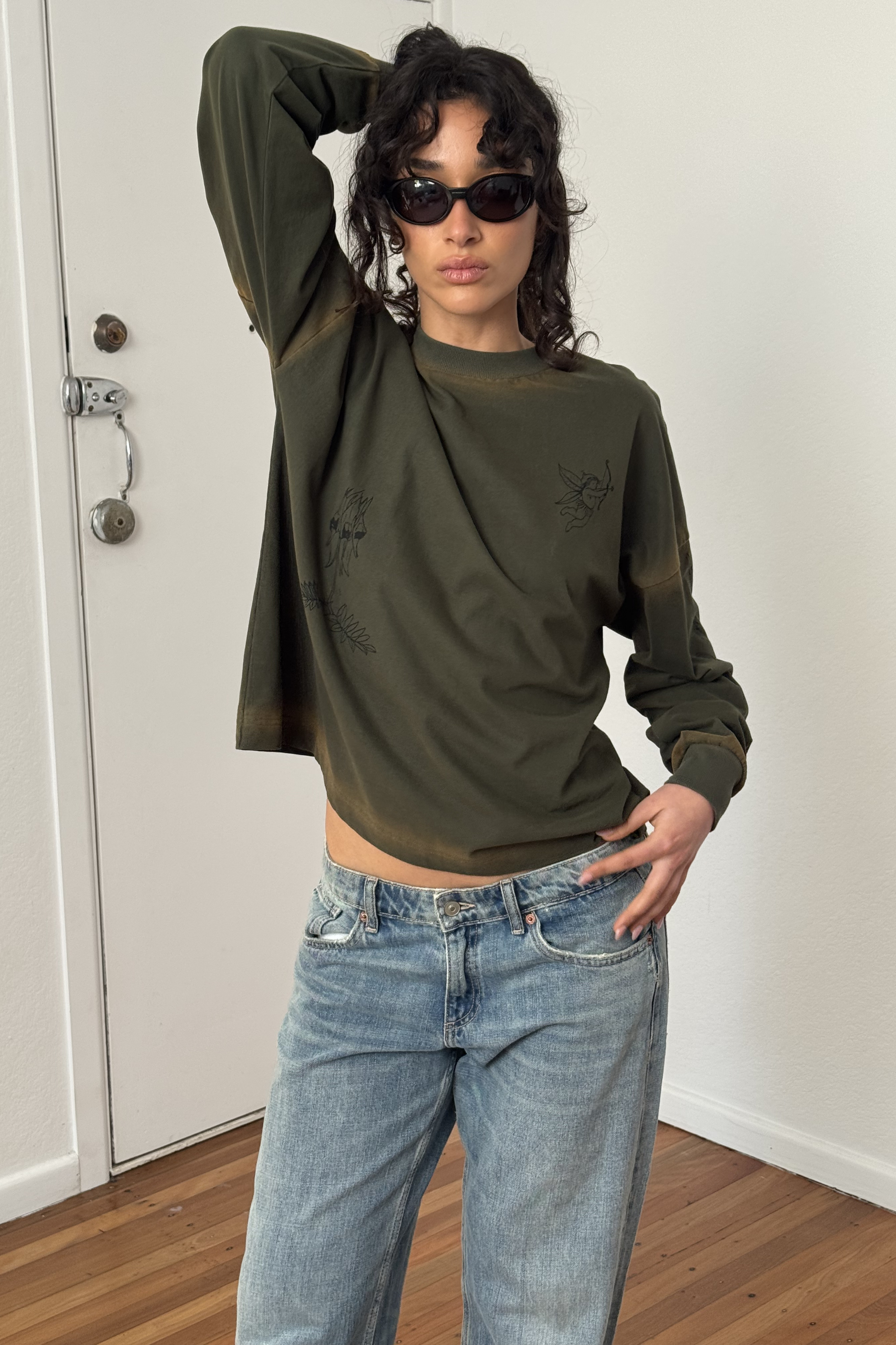Cupid Long Sleeve Top - Khaki