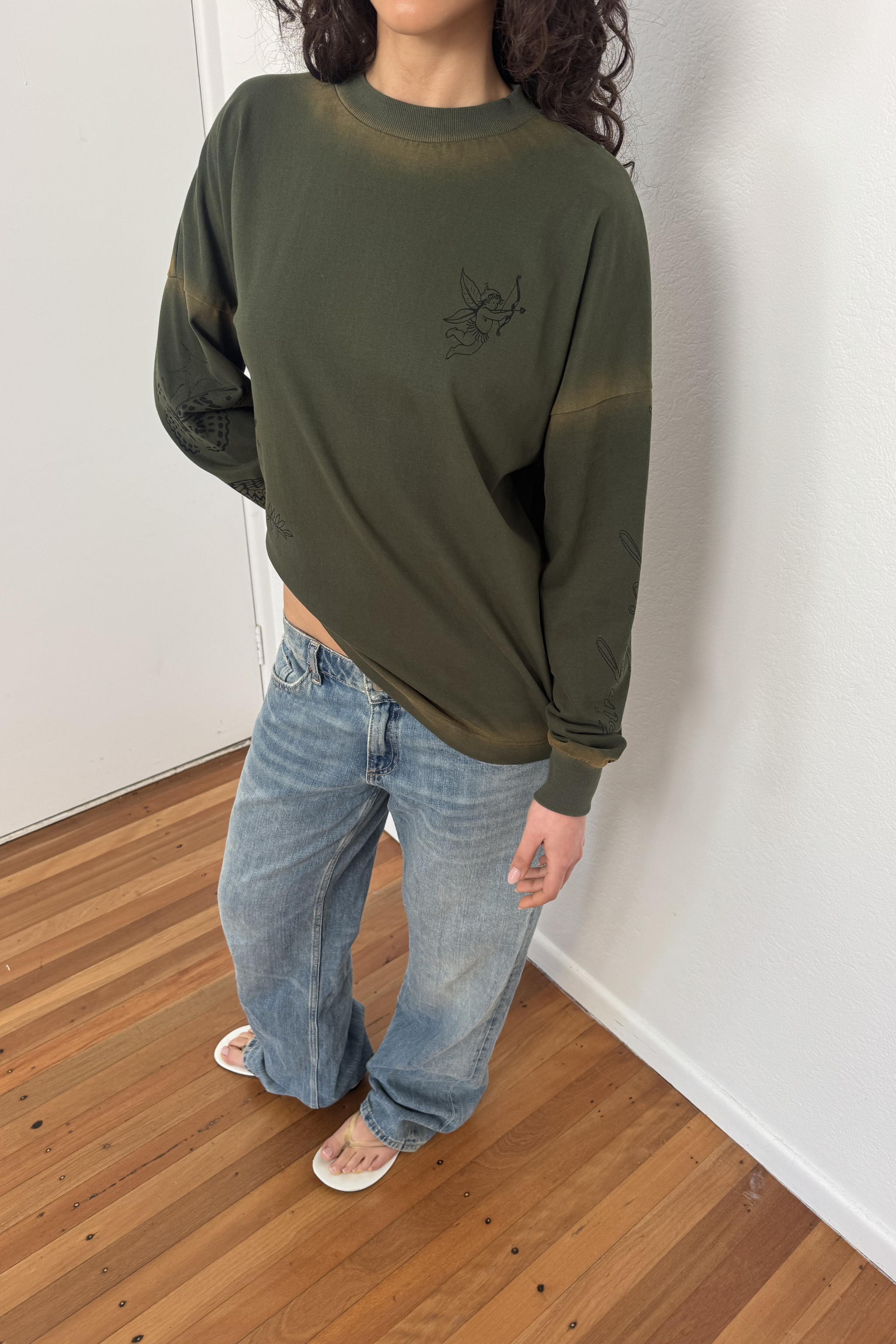 Cupid Long Sleeve Top - Khaki