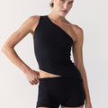 One Shoulder Asym Hem Tank - Black