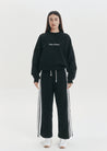 SweatPants - Wide Leg Trackpant- Black/White Stripe