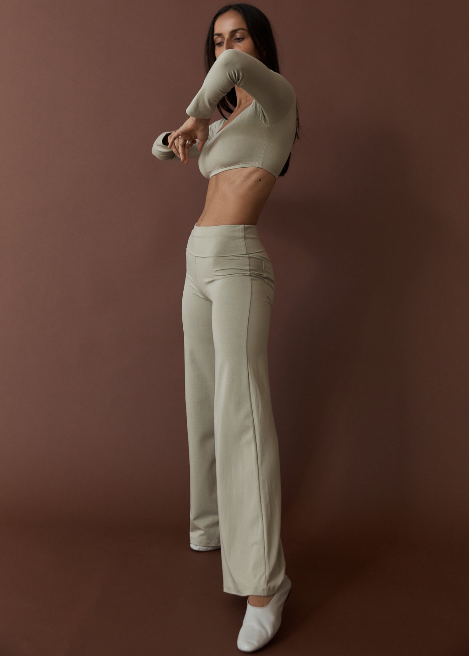 Full Length Yin Flare - Light Grey -Organic Cotton/Bamboo