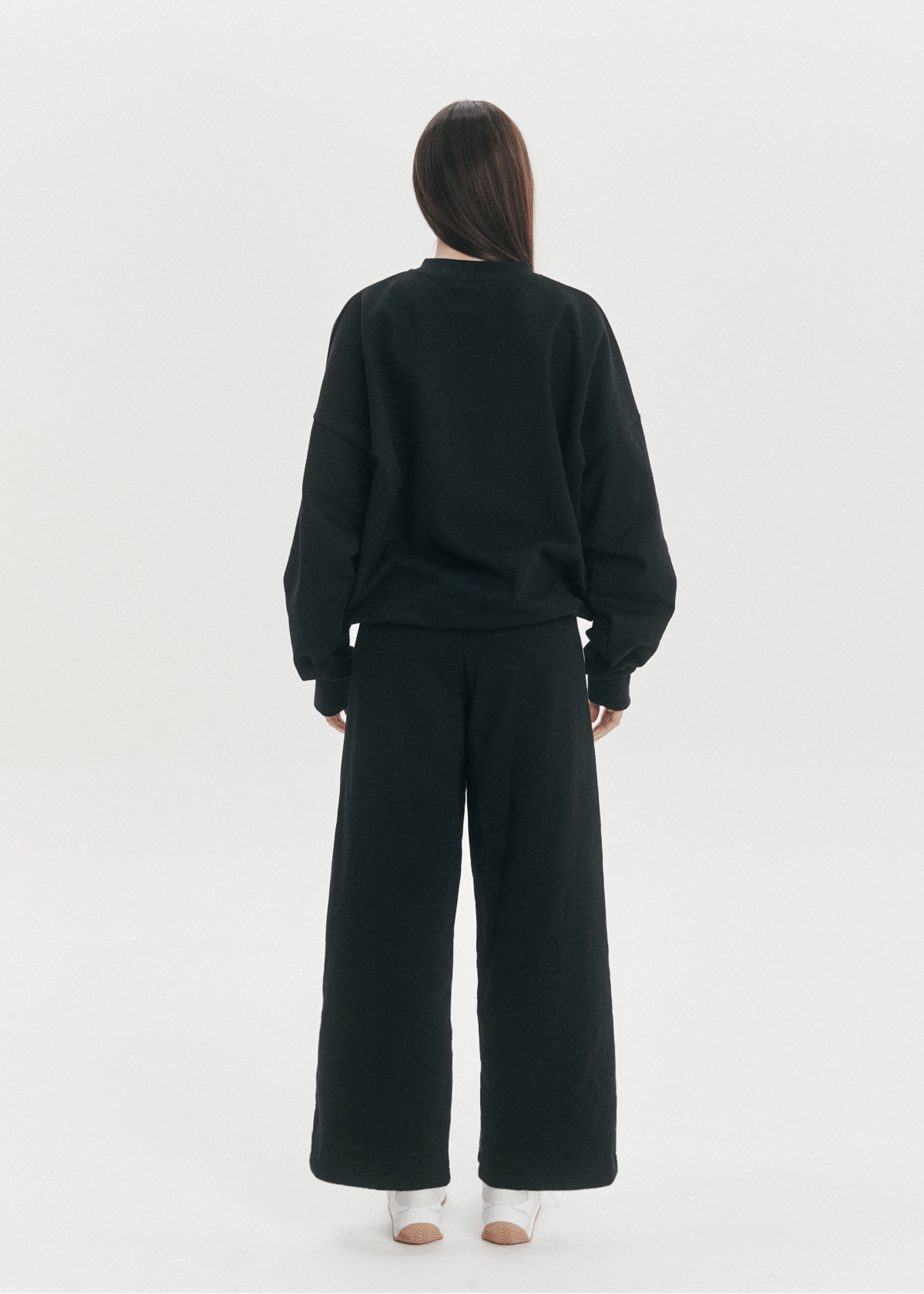 Wide Leg Trackpant- Black/White Stripe