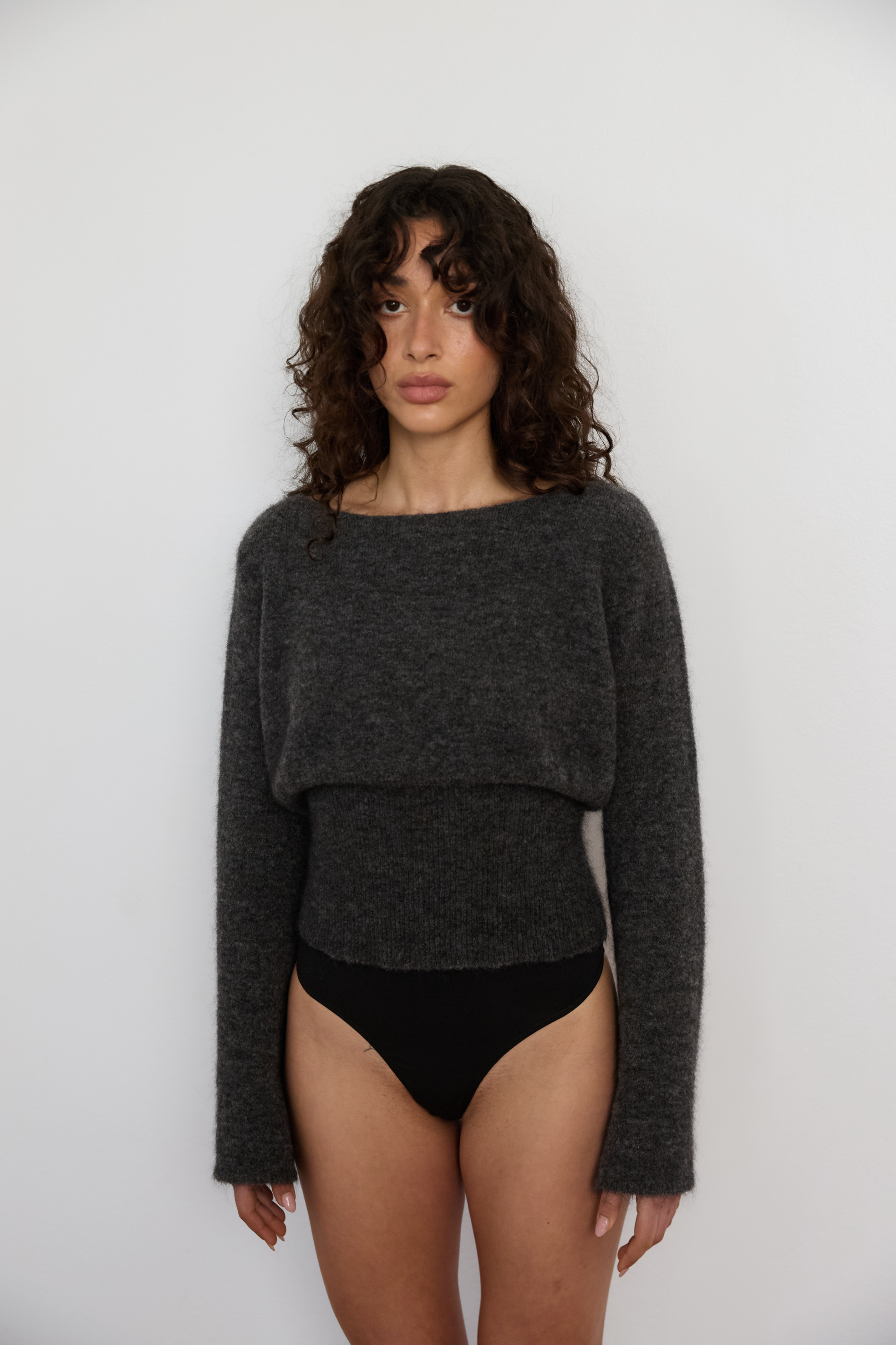 Mohair Ribbed Waist Knit - Slate Marle
