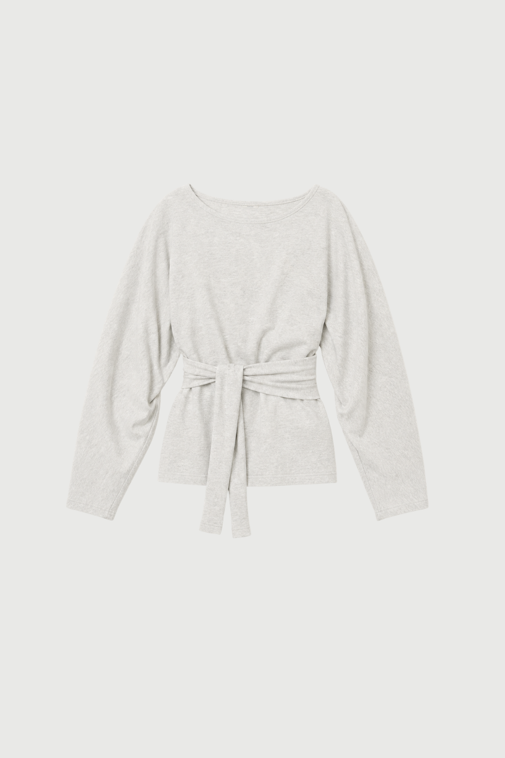 Waist Wrap Long Sleeve Top - Grey Marle