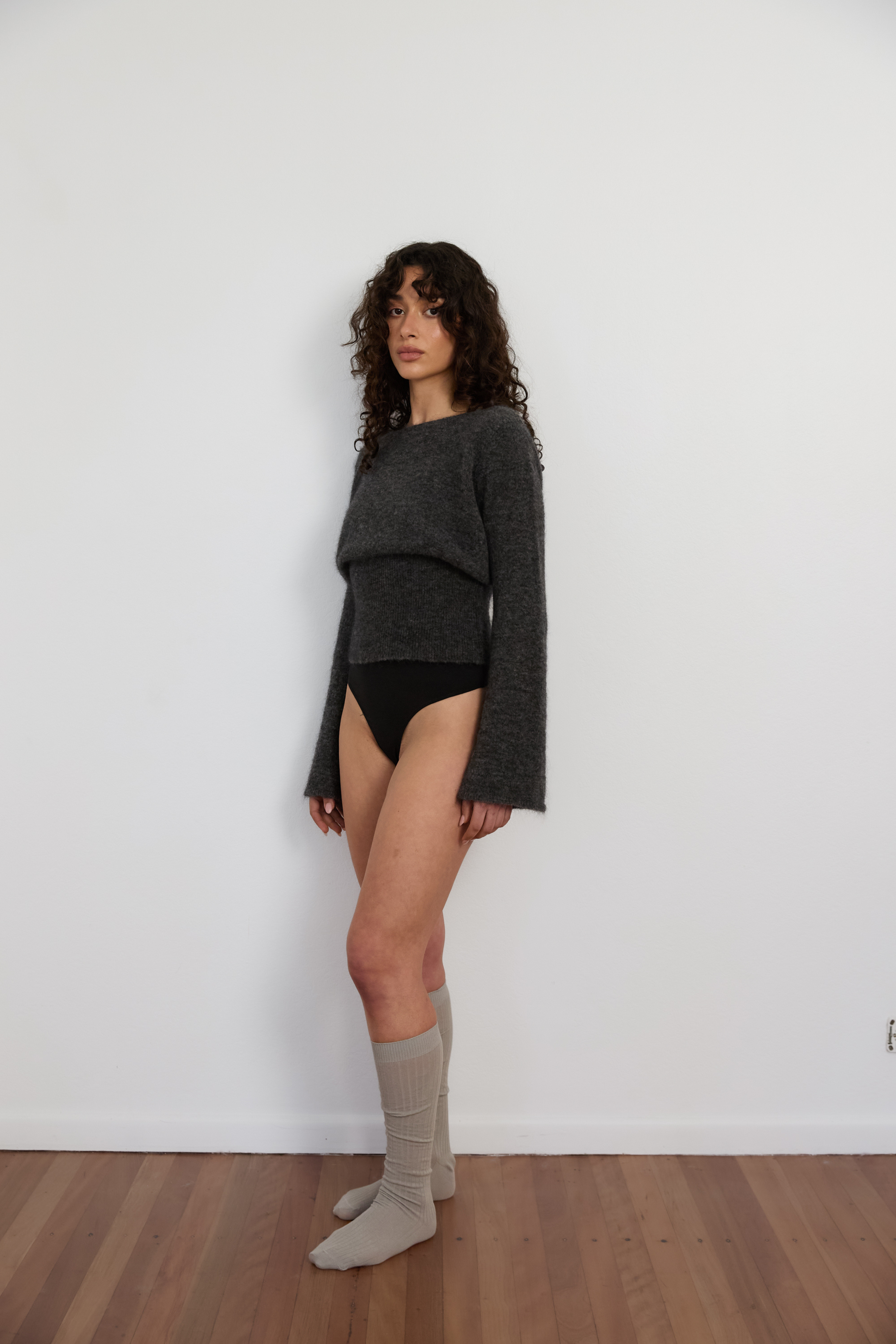Mohair Ribbed Waist Knit - Slate Marle