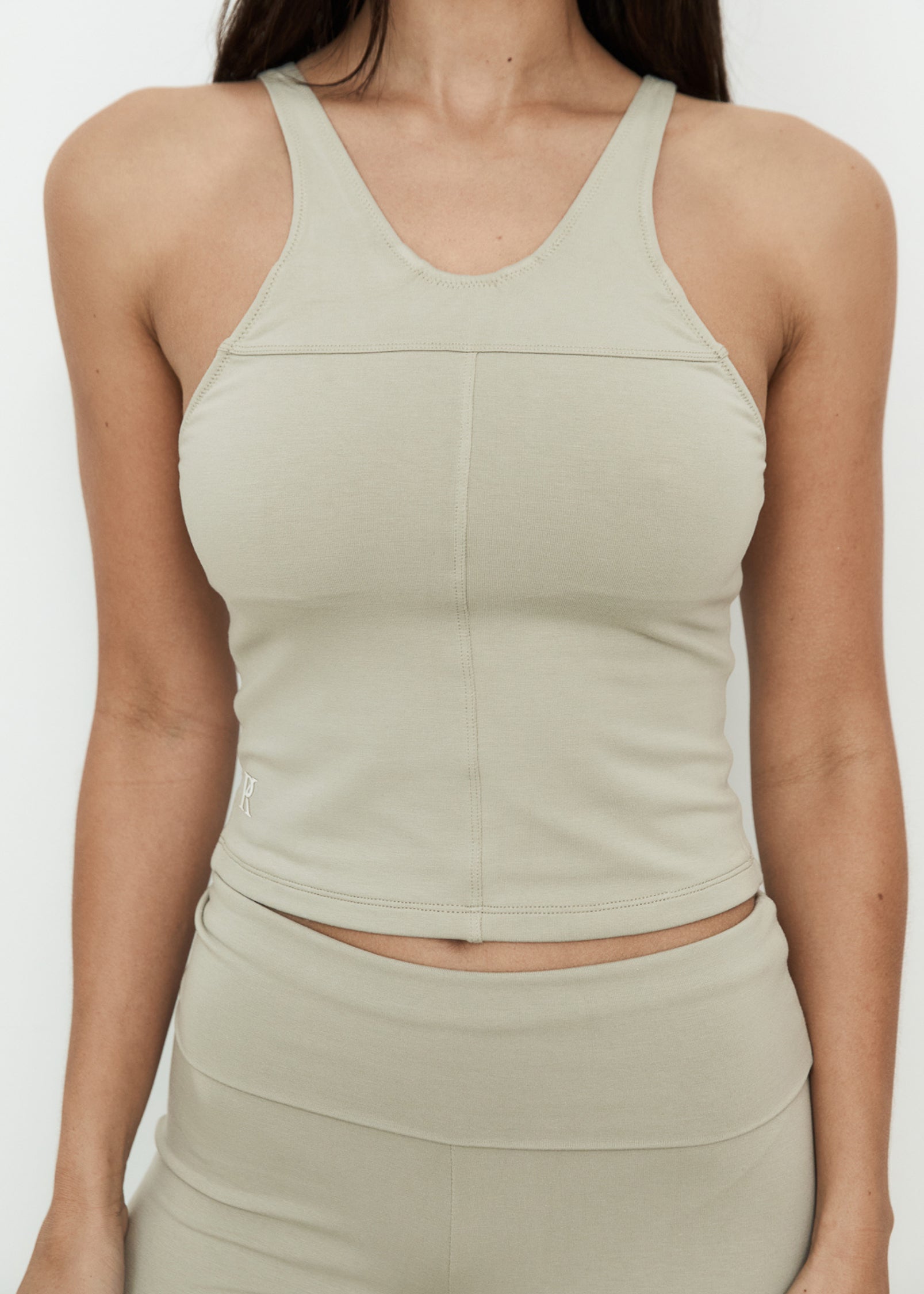 Yoga Tops - High Neck Racer - Light Grey