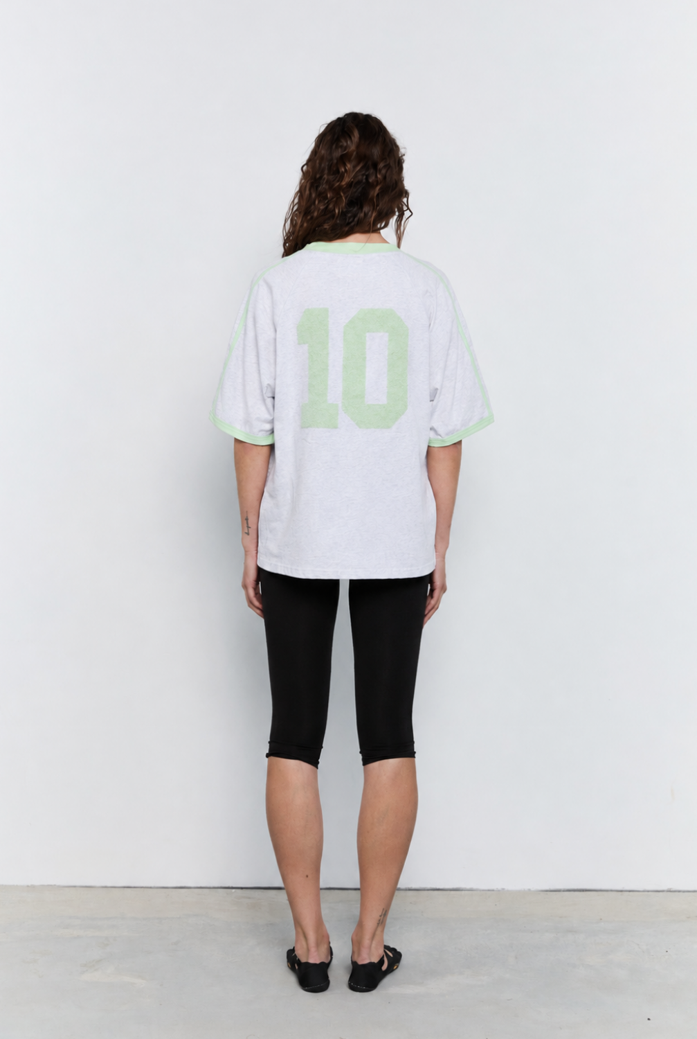 Jersey T Shirt - Grey Marle with Soft Mint