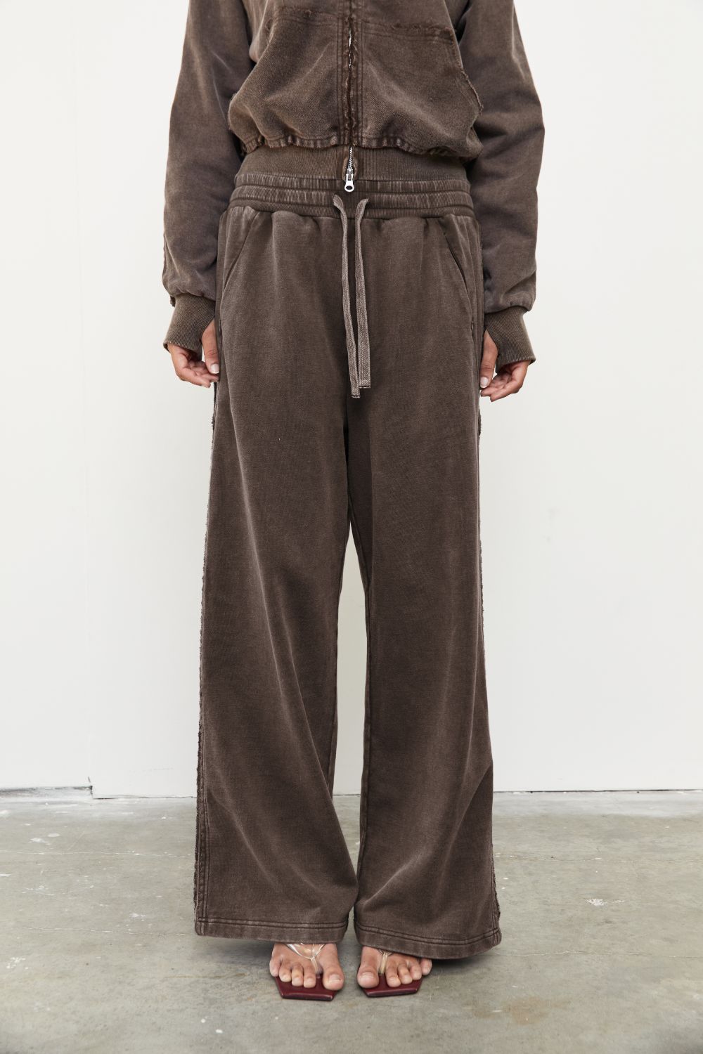 Wide Leg Tracksuit Pant - Soil Acid Wash