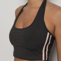 Halter Top - Grey with Pink Stripe