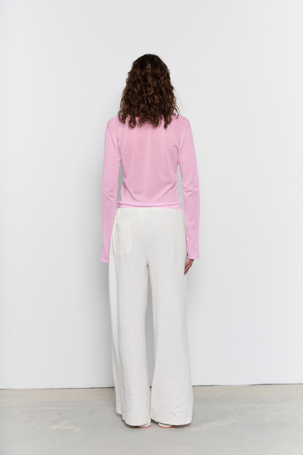 Knit Long Sleeve V Neck Jersey - Candy Pink