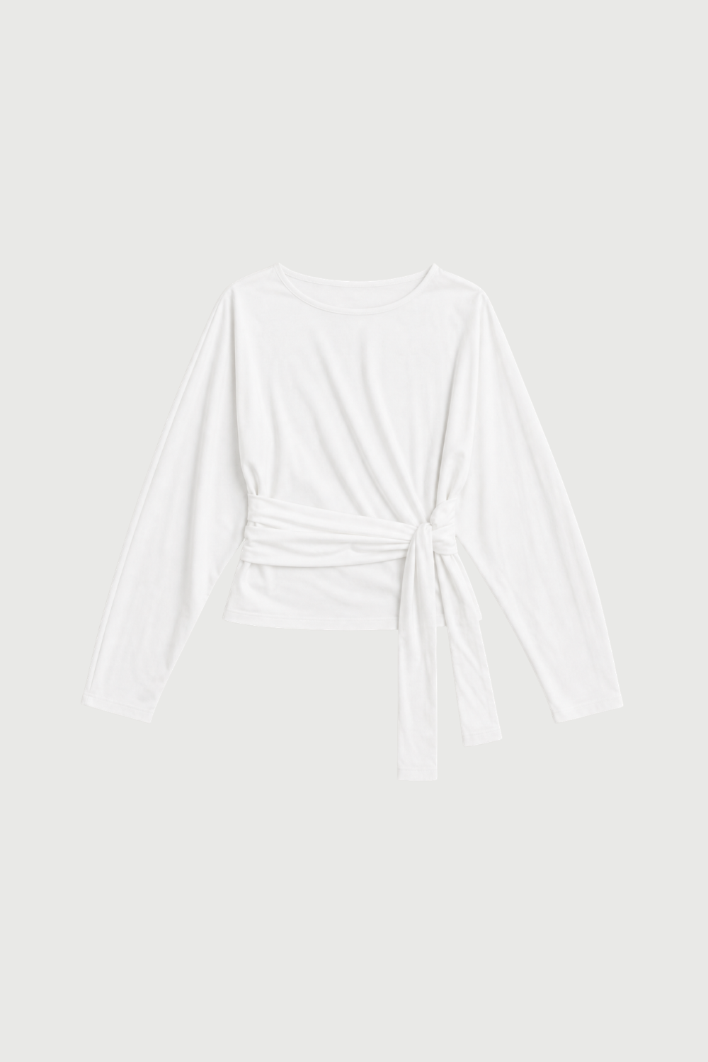 Waist Wrap Long Sleeve Top - White