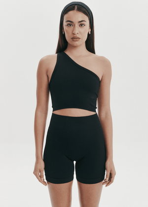 
                  
                    Load image into Gallery viewer, Seamless Tops - One Shoulder Bodice Crop - Onyx Black
                  
                