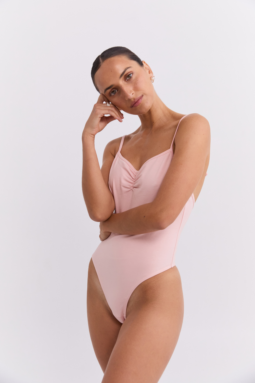Ruched Leotard - Powder Pink