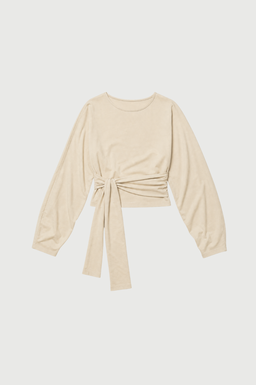 Waist Wrap Long Sleeve Top - Bone
