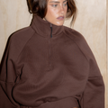 Quarter Zip Fleece Sweater - Dark Chocolate